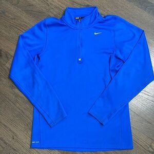 Nike running Mens Bright Blue DriFit 1/2 Zip Pullover Warm-Up Long Sleeve Top